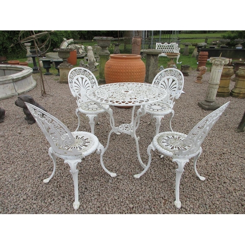 345 - Metal garden table and four chairs