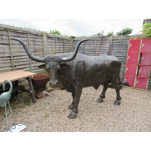 Very impressive life size bronze bull - Approx Length - Tip of horn to tail: 260cm  Height: 157cm  Width of horns: 138cm