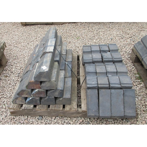 70 - Approx 30 reclaimed Victorian chamfered stretcher sill bricks with 20 wall copings