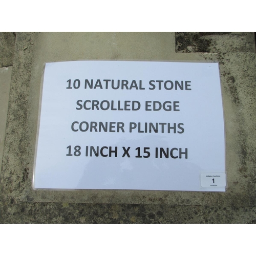 1 - 10 natural stone scrolled edge corner plinths - 18