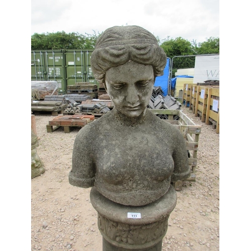111 - Female Greco-Roman bust on plinth
