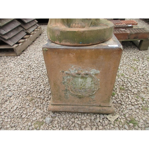 115 - Antique stone boy with a bird and birds nest on a genuine Victorian terracotta plinth - Approx Heigh... 