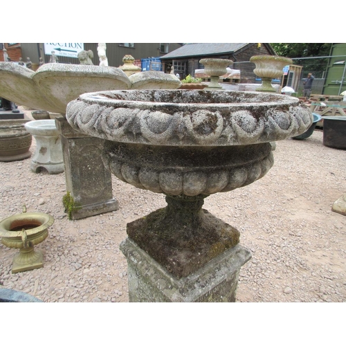 121 - Very well weathered antique Campagna urn on well weathered plinth - Approx Height: 92cm Diameter: 56... 