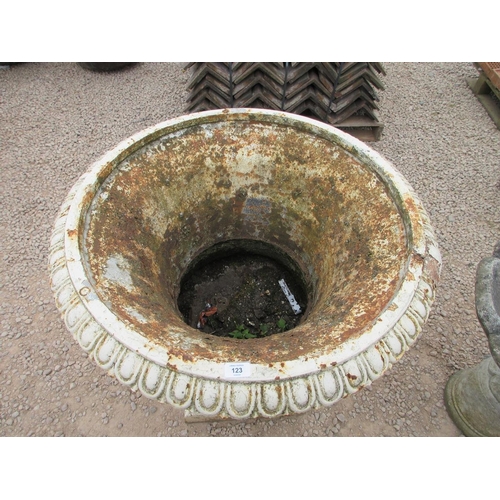 123 - Large cast iron urn - Approx Height: 97cm Diameter: 86cm