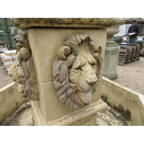 130 - Genuine Henry studio lion hexagonal fountain - Approx Height: 127cm Diameter: 92cm