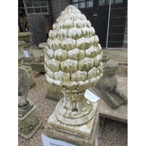 152 - Stone acorn on plinth - Approx Height: 122cm