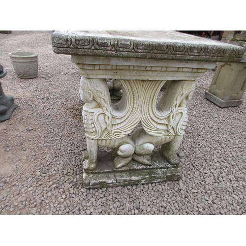 161 - Stone table with Babylonian legs - Approx W: 137cm D: 86cm H: 80cm