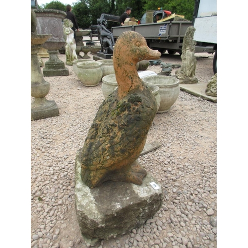 163 - Large terracotta duck on stone base - Approx Height: 76cm