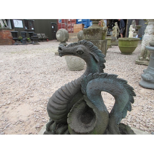165 - Small figure of a dragon on stone base - Overall dimensions - Approx Height: 49cm Length: 52cm Width... 