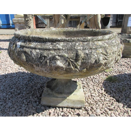 171 - Pair of large round planters on plinths 