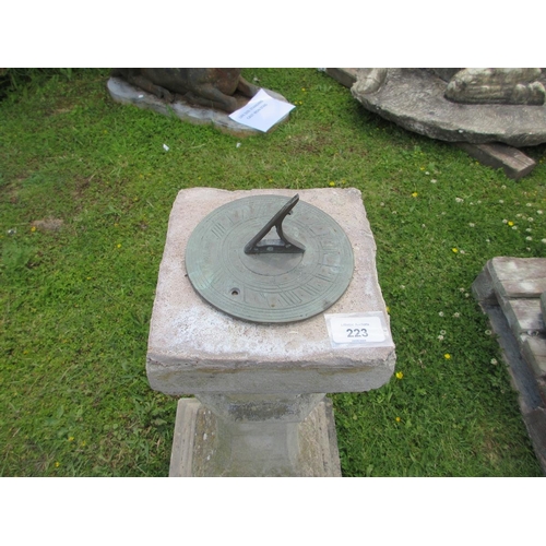 223 - Small bronze sundial on plinth