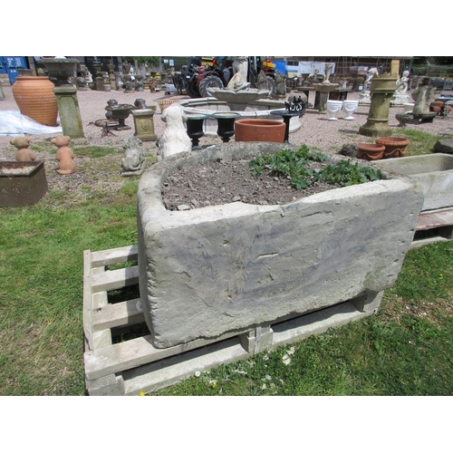 228 - Natural stone D shaped trough - Approx Length: 102cm  Width: 91cm  Height: 56cm