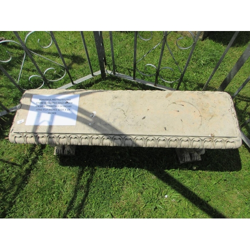 241 - Beautiful stone scallop edge bench on lion pedestals - Approx Length: 137cm  Width: 43cm  Height: 48... 