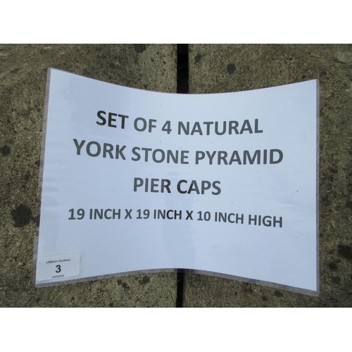 3 - Set of 4 natural York stone pyramid pear caps - 19