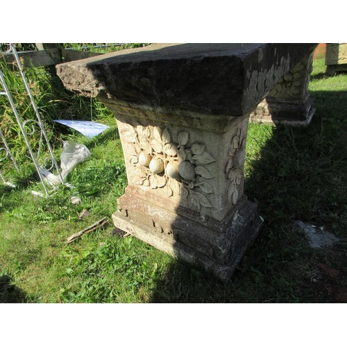 304 - Stone bench on terracotta pedestal legs