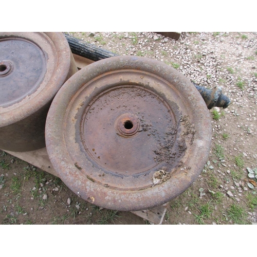 313 - 2 large metal Coalbrookdale roller wheels