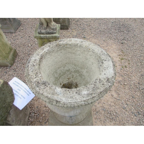 356 - Pair of reconstituted stone urns with swags and rope detail on decorative plinths - Approx Height: 1... 
