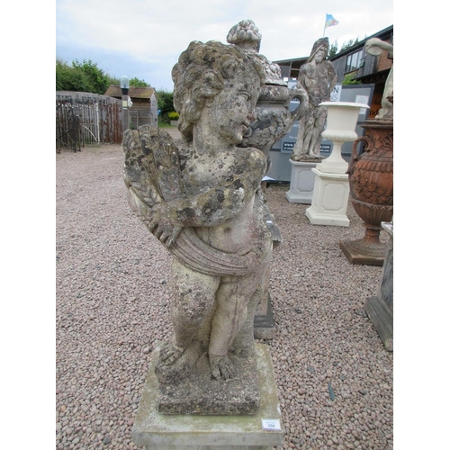 358 - Well weathered immaculate set of four seasons Putti on plinths - Approx Height: 147cm