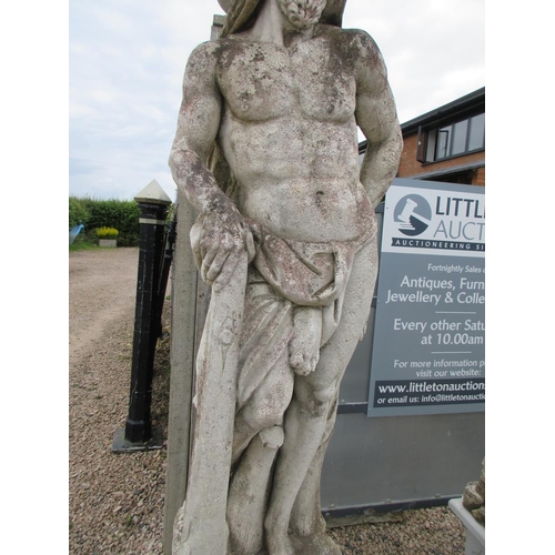 365 - Stunning antique life-size stone statue of Hercules on plinth - Approx Height: 244cm