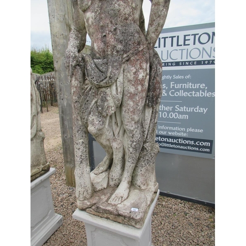 366 - Stunning antique life-size stone statue of Hercules on plinth - Approx Height: 244cm