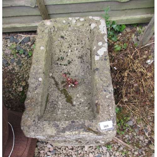 369 - Small stone trough - Approx Length: 58cm  Width: 33cm  Height: 30cm