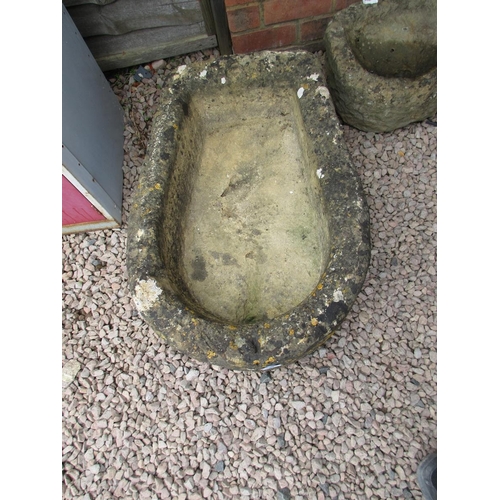 370 - Large antique stone trough - Approx Width: 77cm Depth: 53cm Height: 29cm