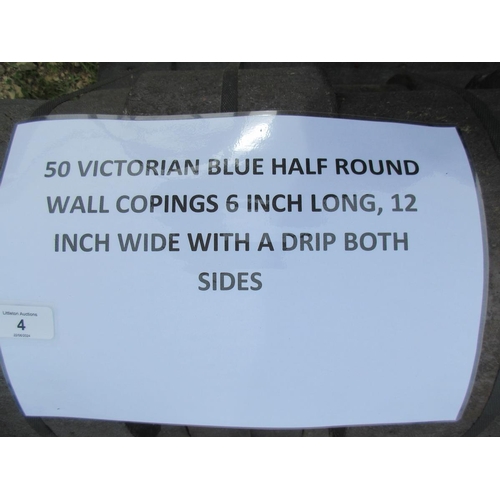 4 - 50 Victorian blue half round wall copings - 6