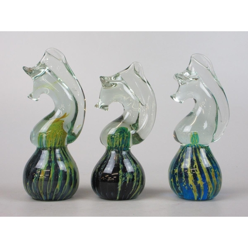 161 - 3 Mdina glass horses