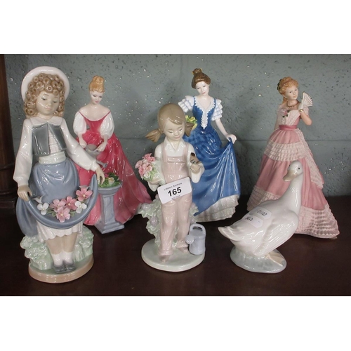165 - Collection of figurines to include Lladro, Nao, Royal Doulton etc