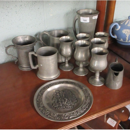 166 - Collection of pewter