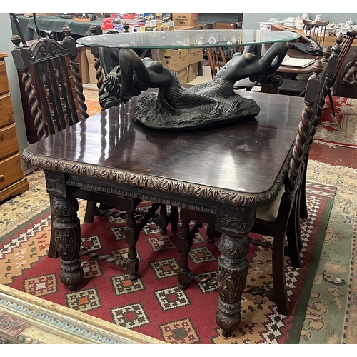 270 - Carved table with 4 chairs