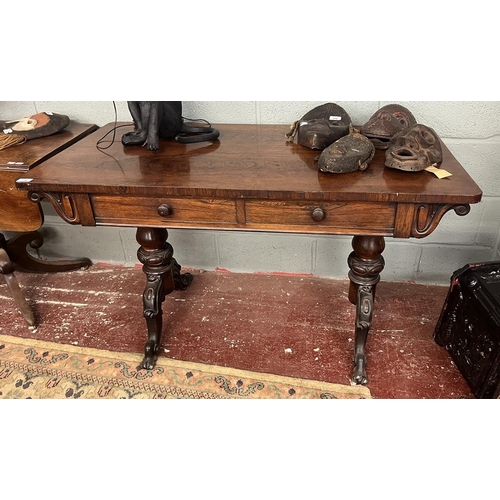 276 - Victorian rosewood library table - Approx L: 124cm  D: 62cm  H: 73cm