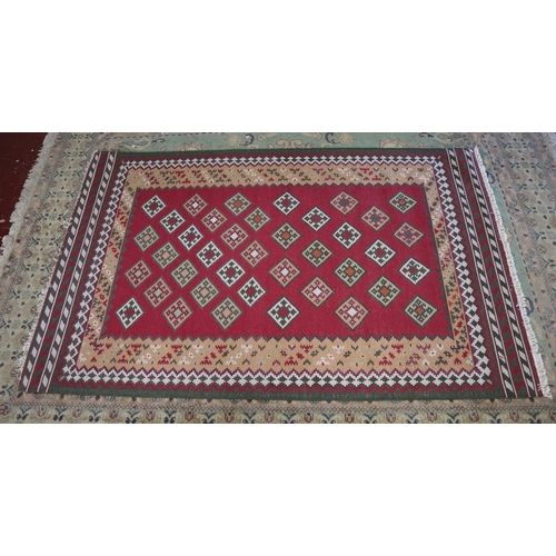 281 - Large red patterned rug - Approx size 265cm x 165cm