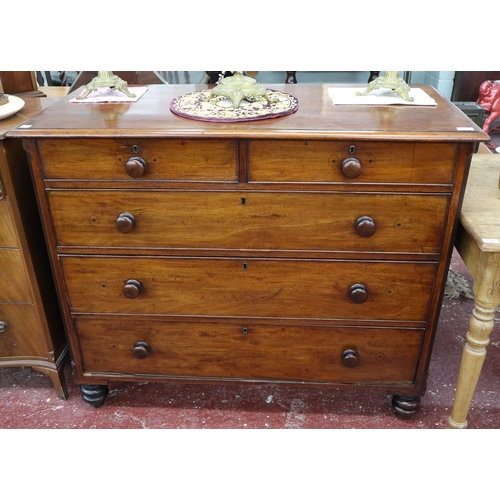 397 - Antique mahogany 2 over 3 chest of drawers - Approx size: L: 122cm W: 57cm H: 102cm
