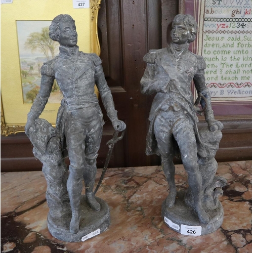 426 - Spelter figures of The Duke of Wellington and Horatio Nelson - Approx height 39cm