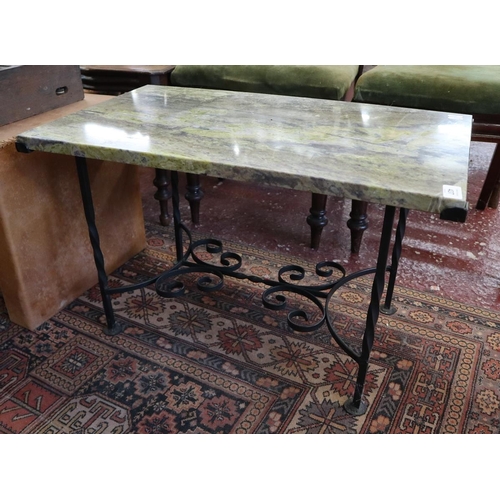 437 - Wrought iron table with marble top