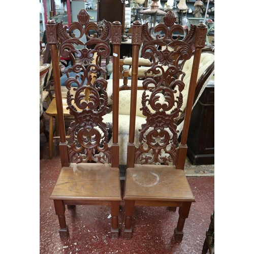 442 - Pair of carved back chairs