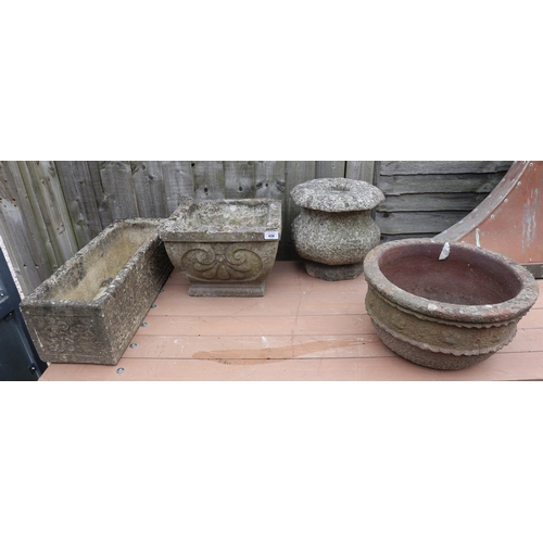 458 - 4 various stone planters 