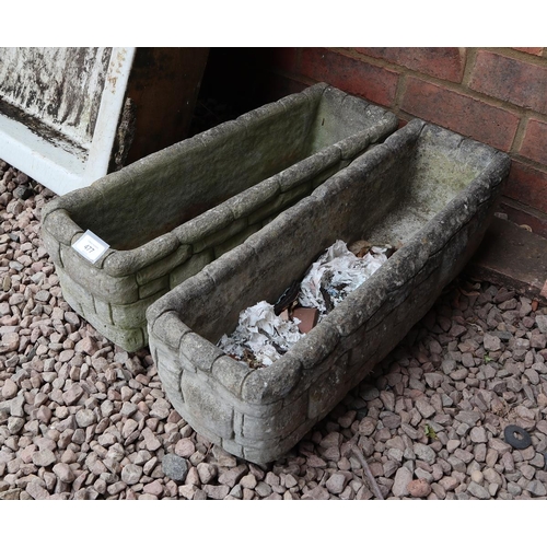 477 - Pair of reconstituted stone planters troughs