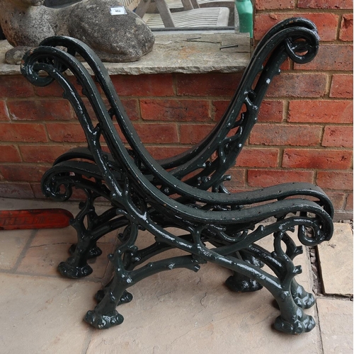 481 - 2 pairs of Coalbrookdale Victorian metal bench ends painted green