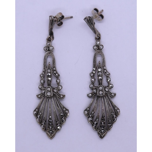 57 - Pair of 935 silver marcasite earrings
