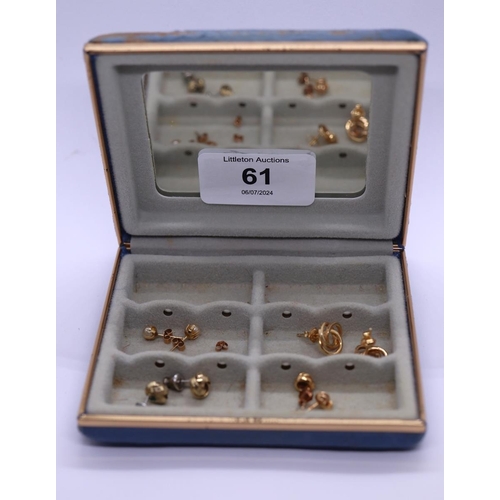 61 - Collection of mainly 9ct gold earrings