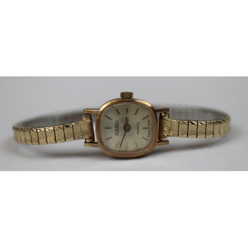 73 - 9ct gold cased watch - Roamer