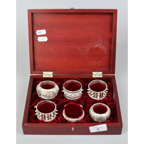 8 - Set of 6 Omani silver napkin rings