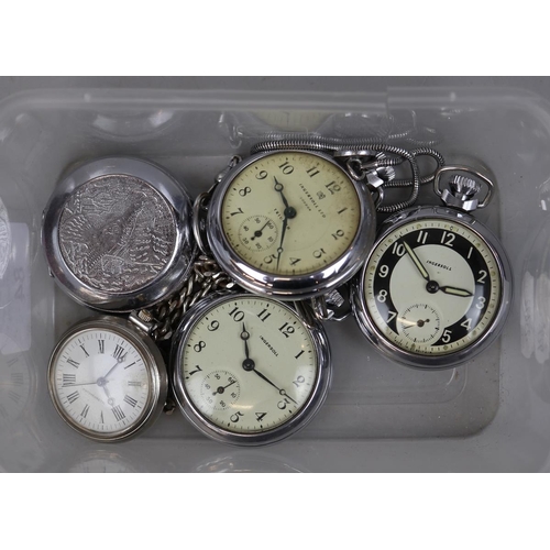 84 - 3 Ingersoll and Ingersoll Triumph mechanical pocket watches, plus Sekonda fob watch with chain, and ... 