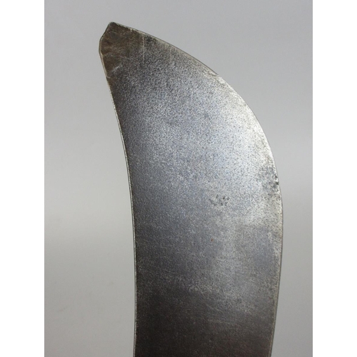 148 - Mid 20th C. green horn handled military machete, with indistinct makers marks to blade