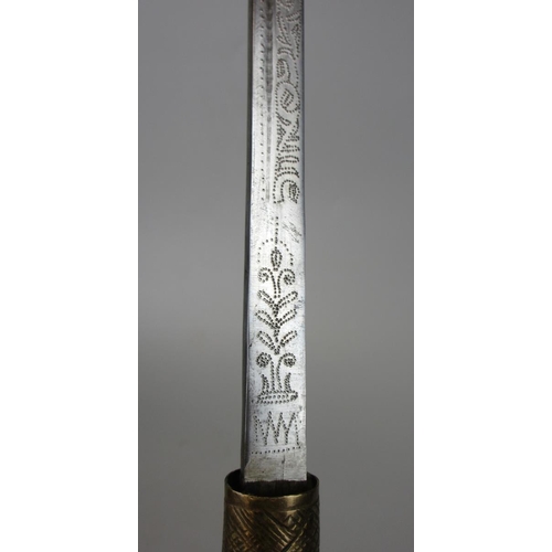 156 - Victorian ebonised with bone inlay, single edged swagger swordstick.