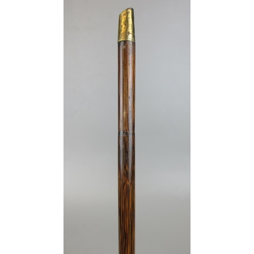 157 - Ornate white metal handled, partridge wood, vintage square bladed swordstick