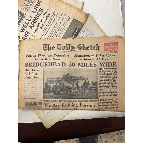 264 - Original world war II newspapers together with RAF and England maps