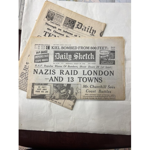 264 - Original world war II newspapers together with RAF and England maps